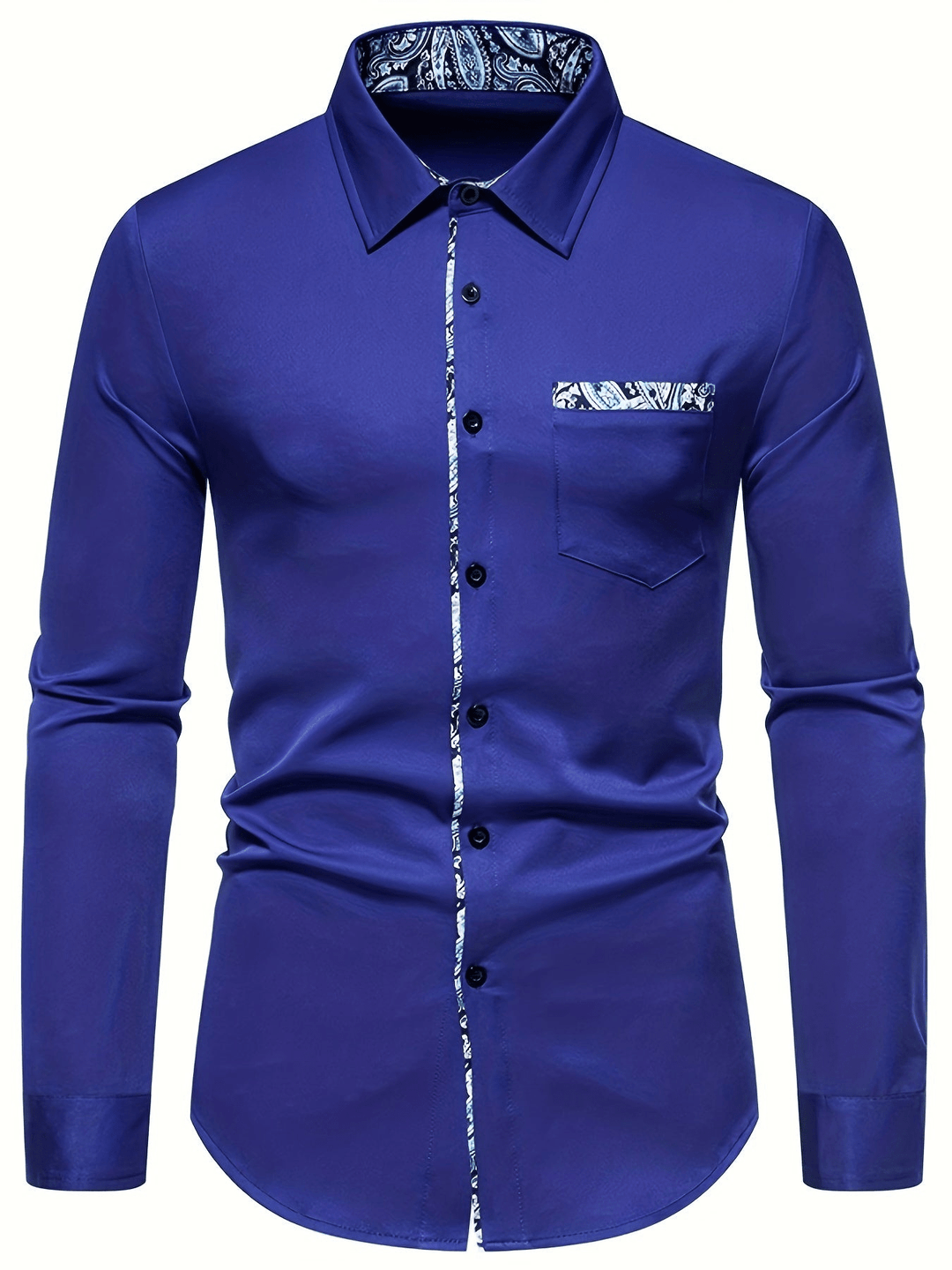 Chemise homme manches longues motif paisley en matériau de haute qualité