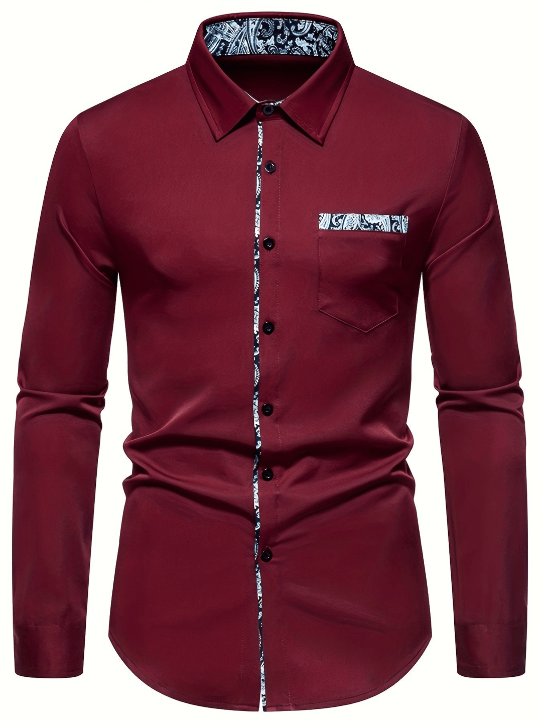 Chemise homme manches longues motif paisley en matériau de haute qualité