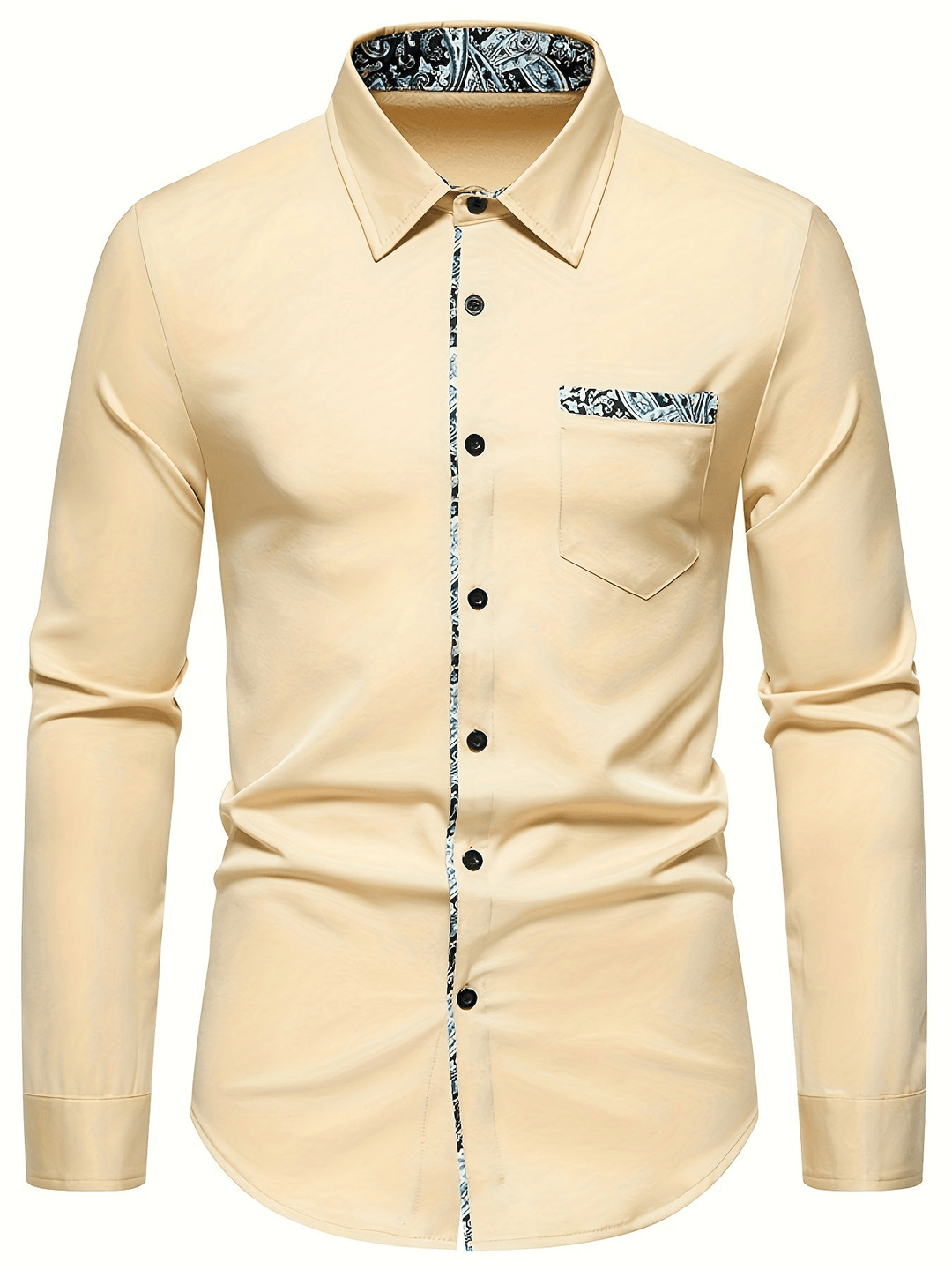 Chemise homme manches longues motif paisley en matériau de haute qualité