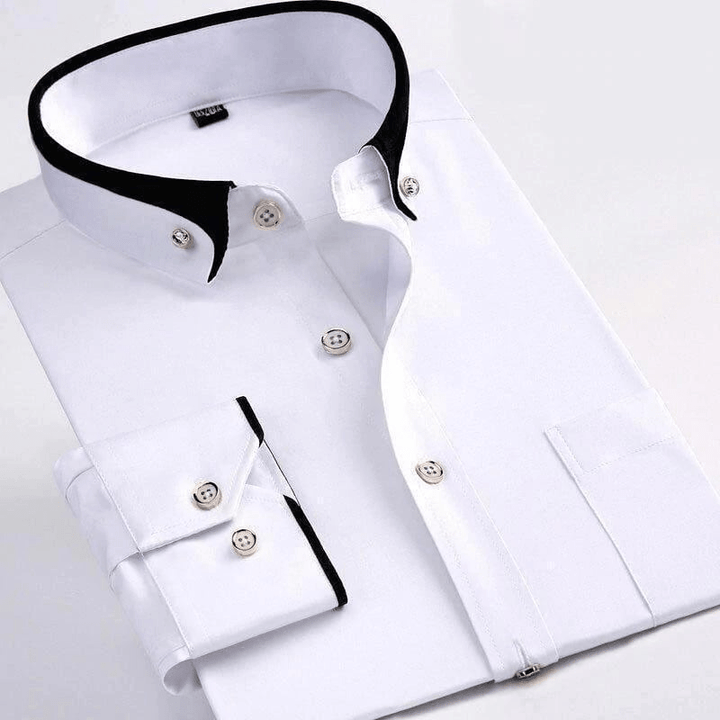 Chemise homme avec double col et patte de boutonnage – style classique pour élégance et confort
