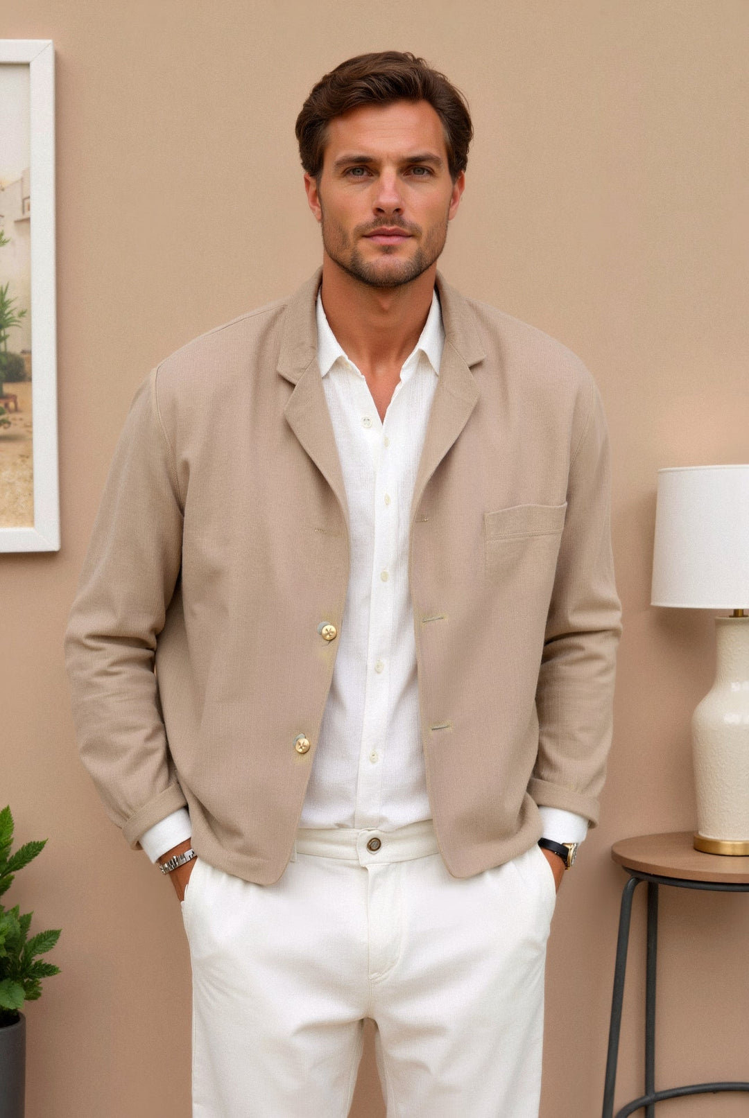Herrenjacke Minimalistisch Leichter Stoff Casual Style