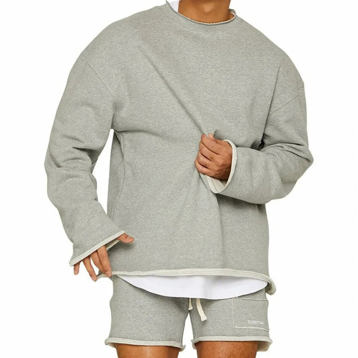Herrenpullover Rundhals Baumwolle Lässig Langarm