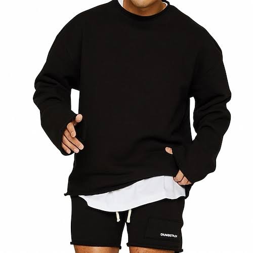 Herrenpullover Rundhals Baumwolle Lässig Langarm