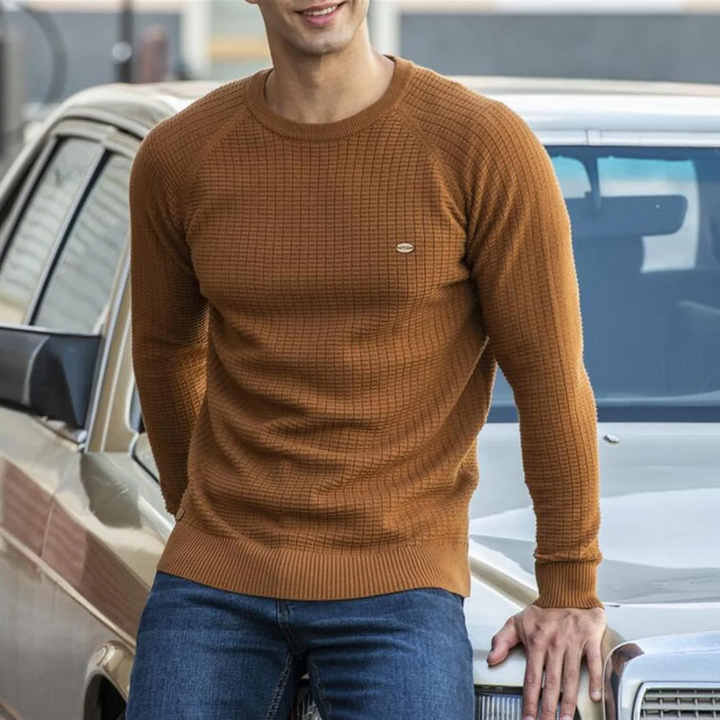 Herrenpullover Strick Rundhals Warm Gemütlich Baumwolle