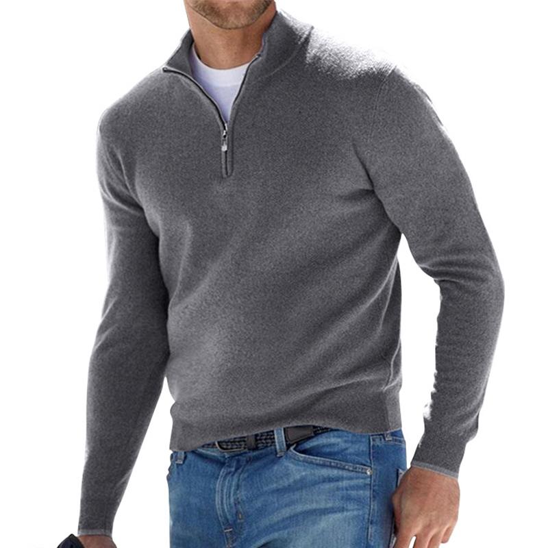 Herrenpullover Wolle Halber Reißverschluss Modern