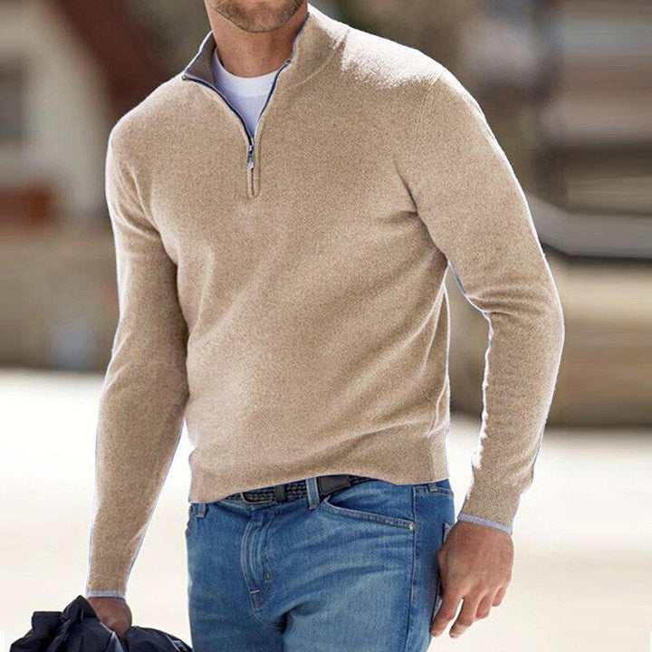 Herrenpullover Wolle Halber Reißverschluss Modern