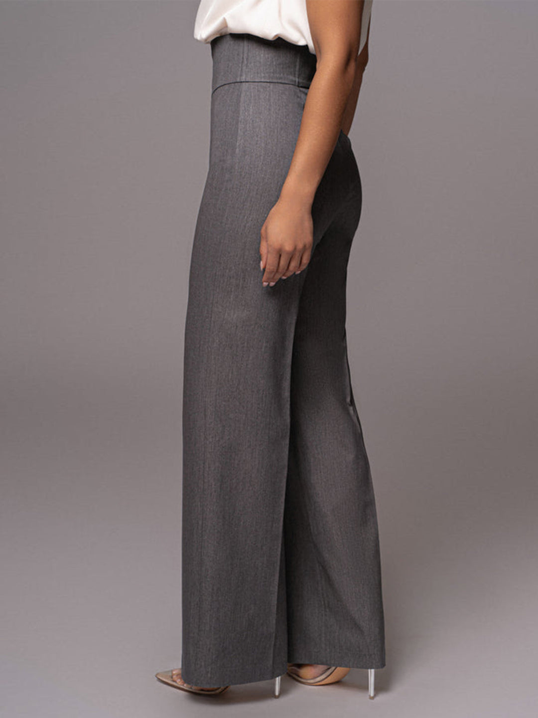High-waisted fabric pants women straight leg fit for office and leisure