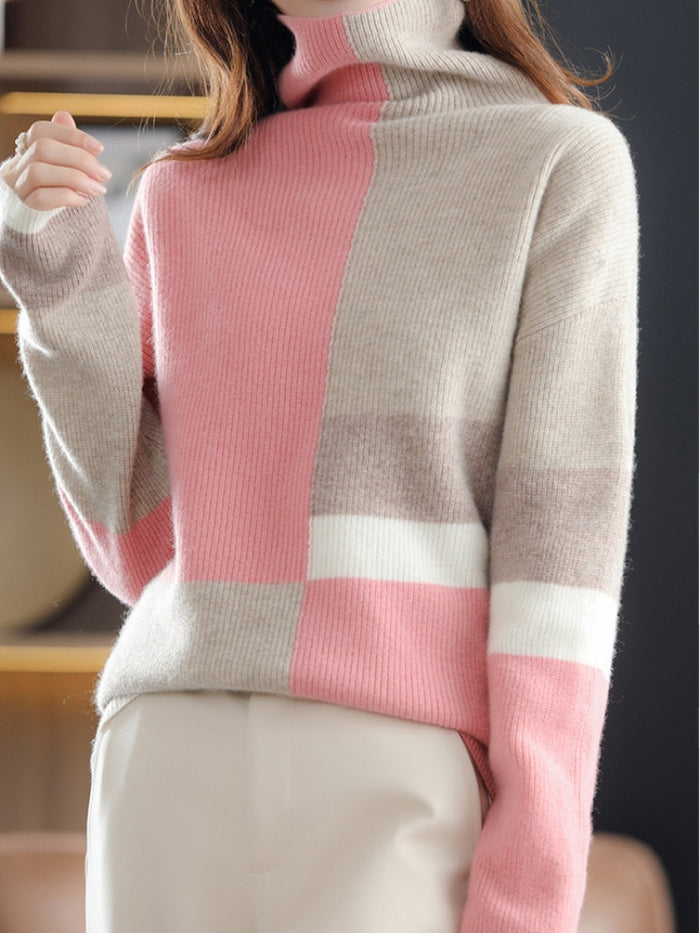 Pull à col roulé pour femmes – à motifs et chaud