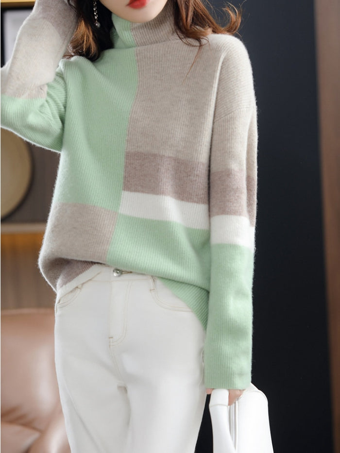 Pull à col roulé pour femmes – à motifs et chaud