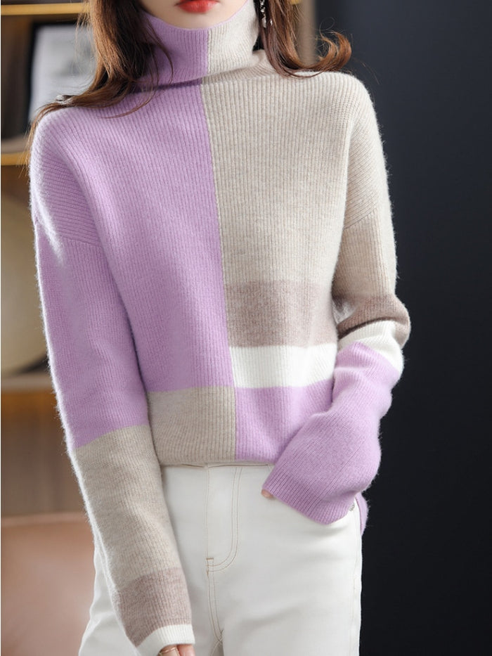 Pull à col roulé pour femmes – à motifs et chaud