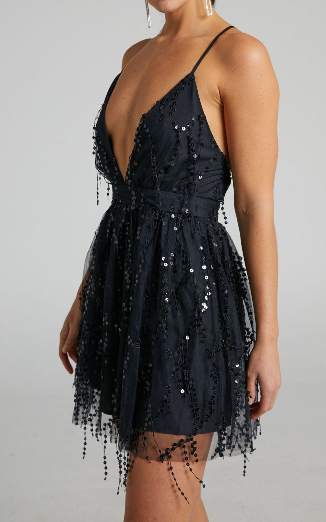 Stylish sequin mini dress for women - festival dress, evening dress and elegant