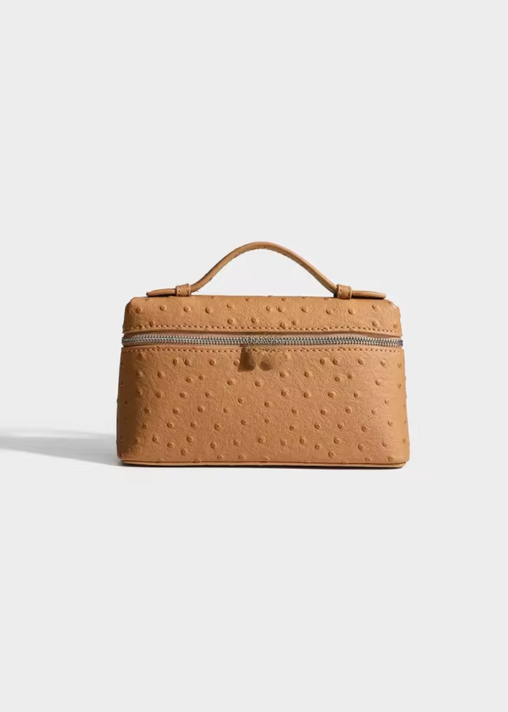 Sling Clutch Handtasche Damen – Vegane Clutch Tasche mit Straußenprägung
