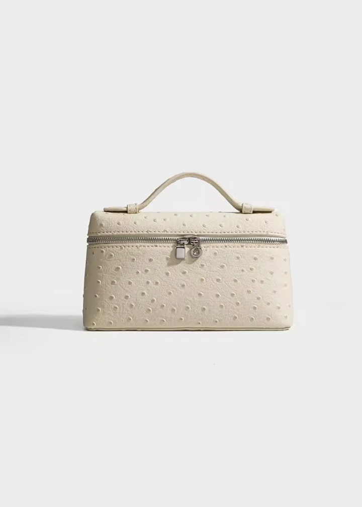 Sling Clutch Handtasche Damen – Vegane Clutch Tasche mit Straußenprägung