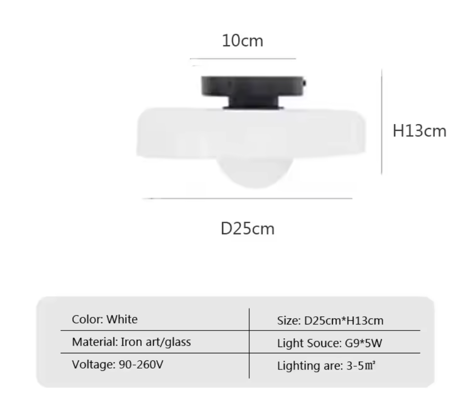 Lumi Runde Deckenleuchte aus Glas – Nordisches Design für Wohnzimmer, Schlafzimmer und Flur – LED Deckenlampe 25 cm 10