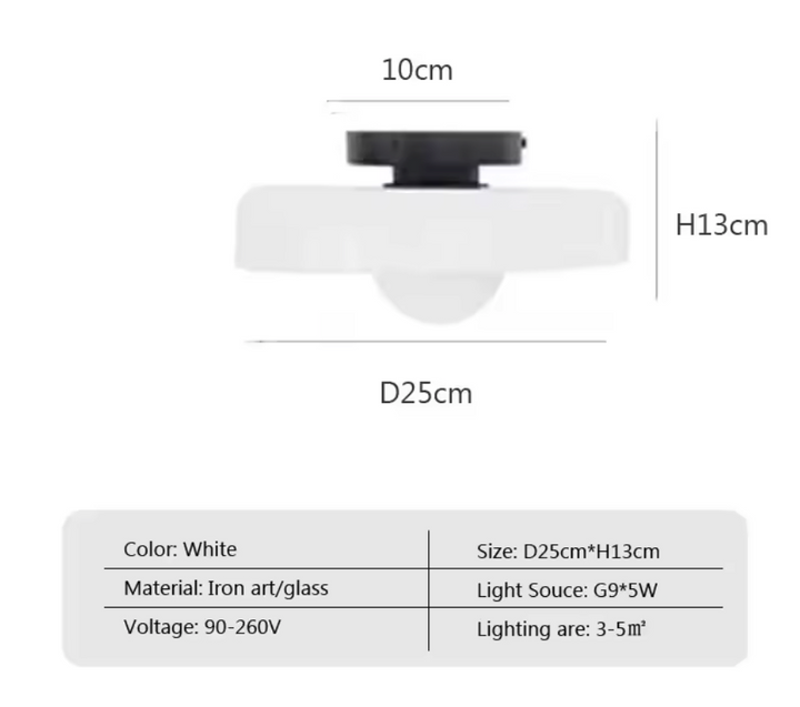 Lumi Runde Deckenleuchte aus Glas – Nordisches Design für Wohnzimmer, Schlafzimmer und Flur – LED Deckenlampe 25 cm 10
