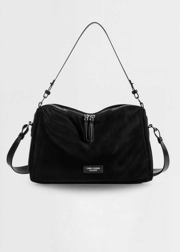 Vegane Wildleder Umhängetasche Damen – Kompakte Bucket Bag mit Reißverschluss
