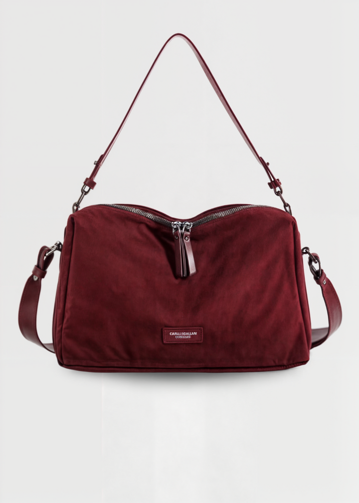 Vegane Wildleder Umhängetasche Damen – Kompakte Bucket Bag mit Reißverschluss