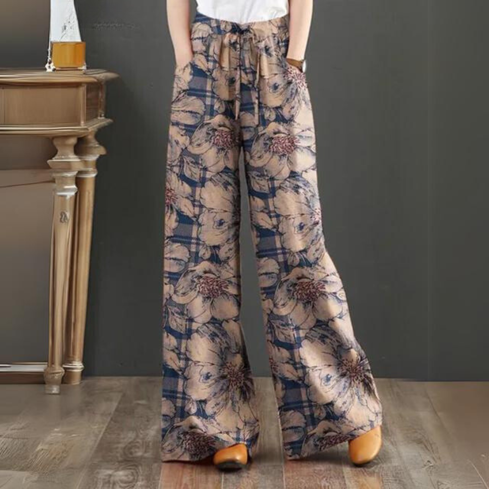 Women's Palazzo Pants Viscose Floral Print Wide Cut Summer