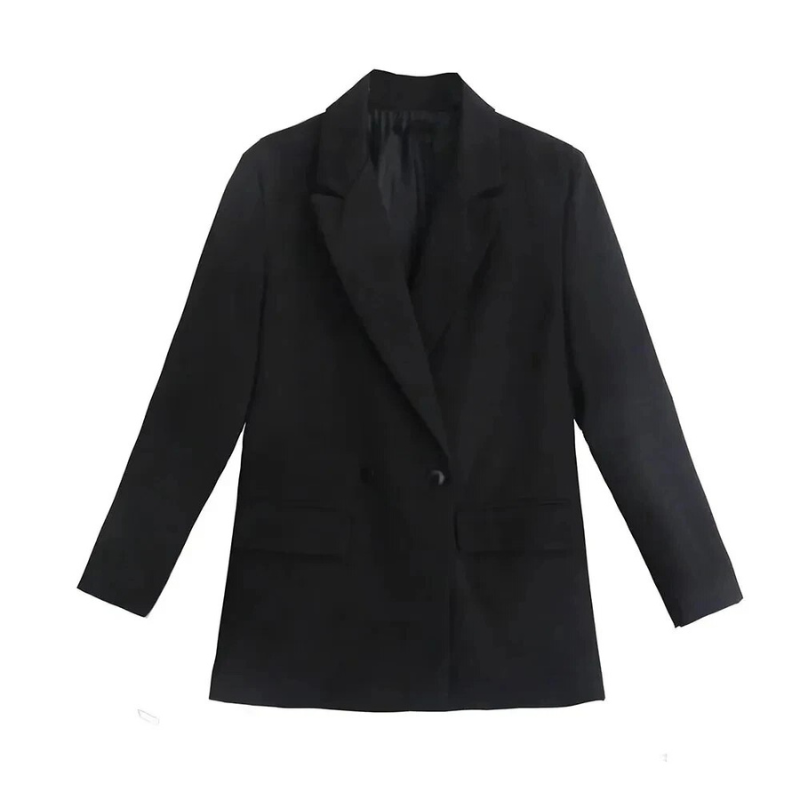 Oversized Damenblazer Beige – Vegan Lederoptik, Frühling