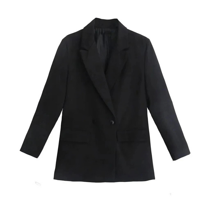 Oversized Damenblazer Beige – Vegan Lederoptik, Frühling