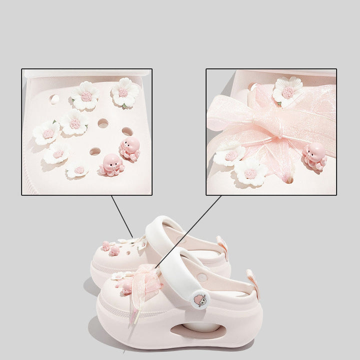 Damen Modische Rosa Clogs Mit Verspielten Applikationen