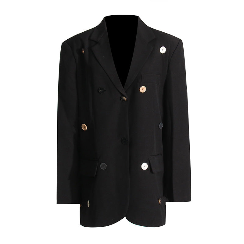 Damen Oversize Blazerjacke mit Goldenen Knöpfen