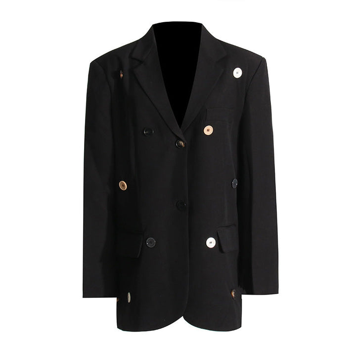 Damen Oversize Blazerjacke mit Goldenen Knöpfen