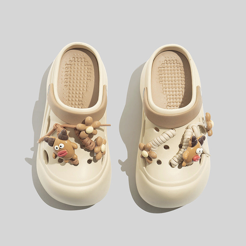 Damen Stilvolle Clogs Mit Floralen Accessoires Und Perlen