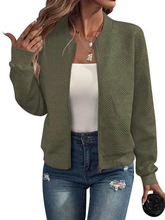 Minimalistische Damen Übergangsjacke – Bomberjacke mit Reißverschluss