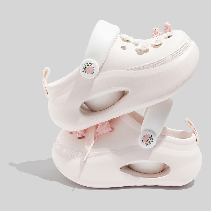 Damen Modische Rosa Clogs Mit Verspielten Applikationen