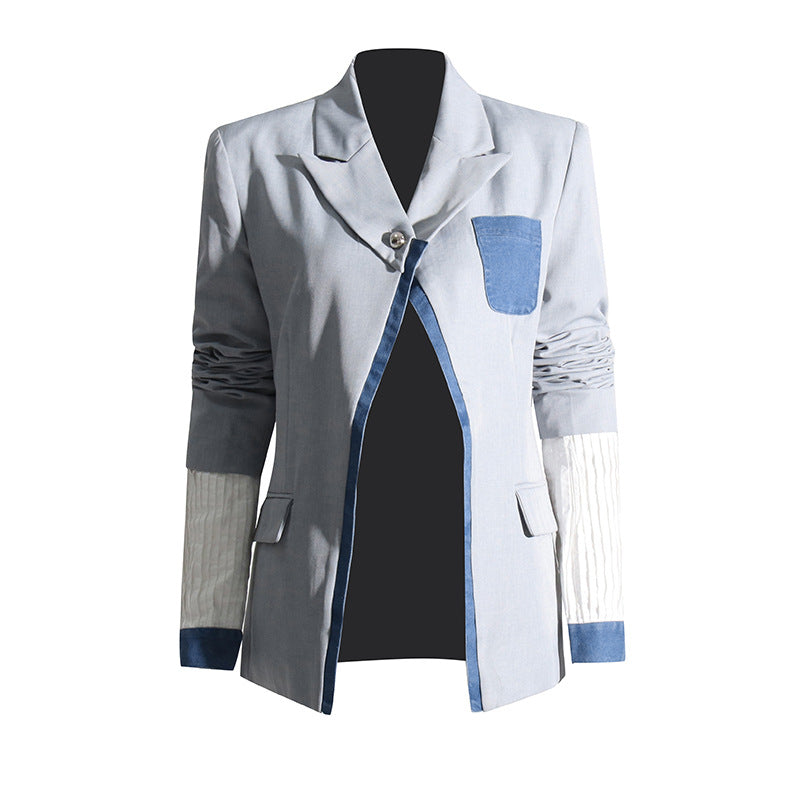 Trendy Oversize Denim Blazer Women – Streetstyle Jacket with Shoulder Pads