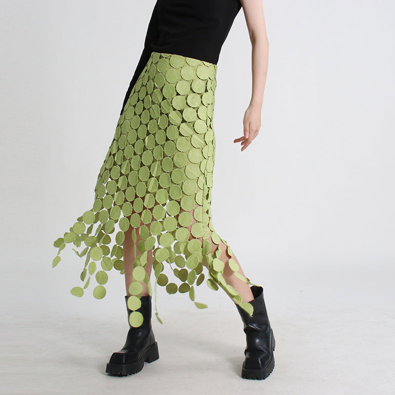 Circle maxi skirt fringes – feminine summer skirt made of vegan micro-viscose