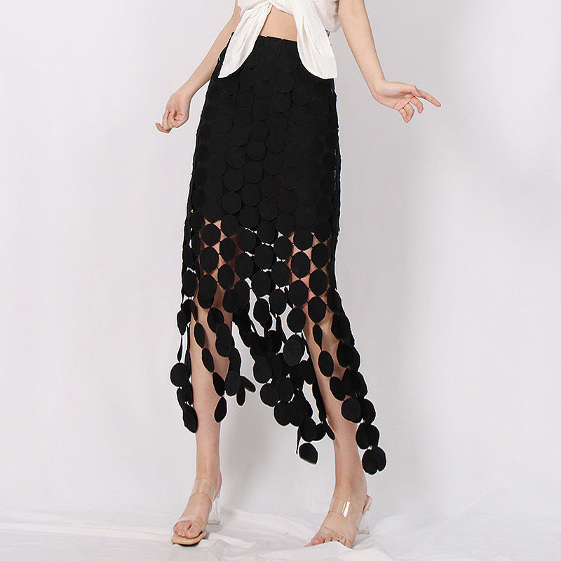 Circle maxi skirt fringes – feminine summer skirt made of vegan micro-viscose