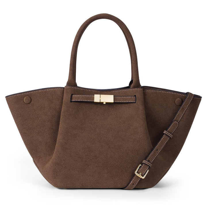 Sac de plage pour femmes en suède vegan – Grand sac fourre-tout d'été marron