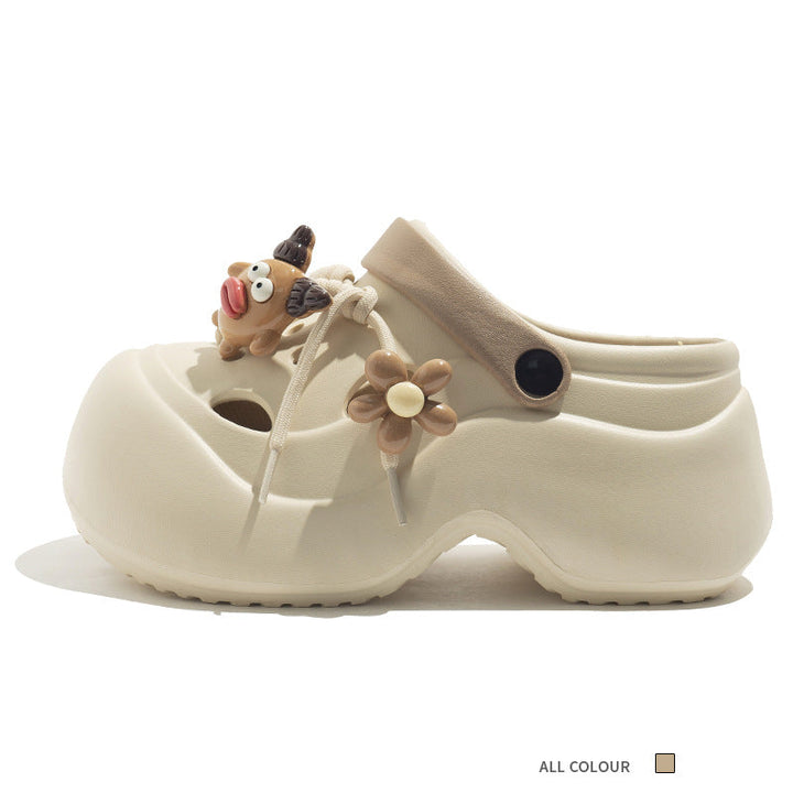 Damen Stilvolle Clogs Mit Floralen Accessoires Und Perlen