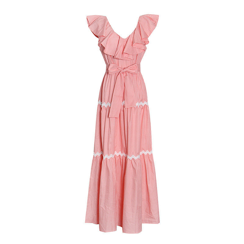 Maxi dress with voluminous ruffles & fitted waistband | women's summer dress