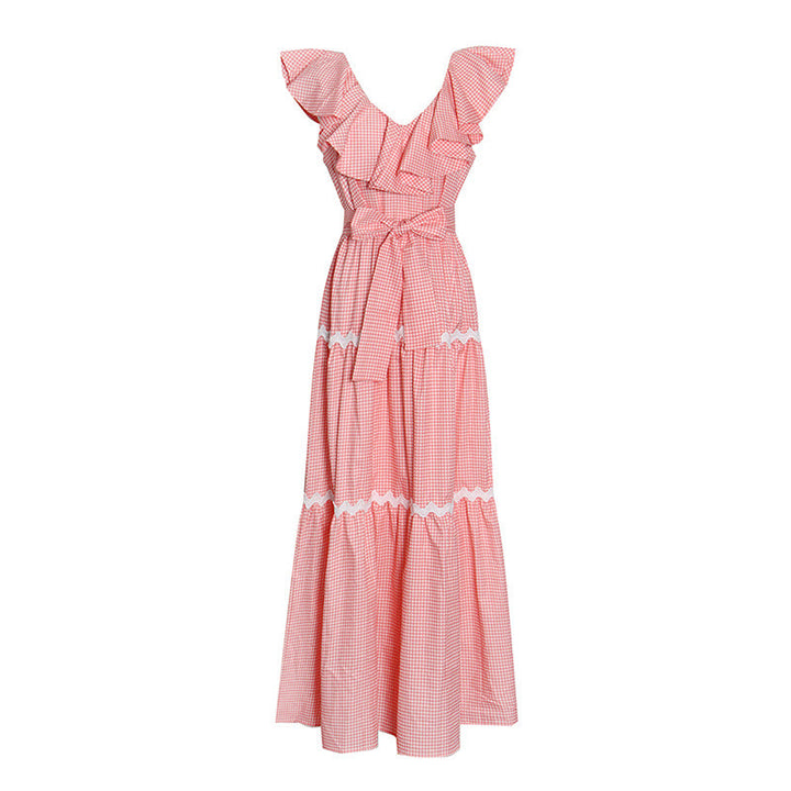 Maxi dress with voluminous ruffles & fitted waistband | women's summer dress