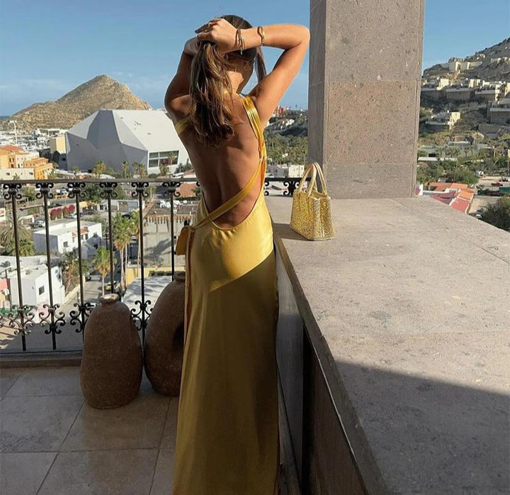 Off-Shoulder Maxi Dress Women Lacing – Elegant Evening Dress Summer
