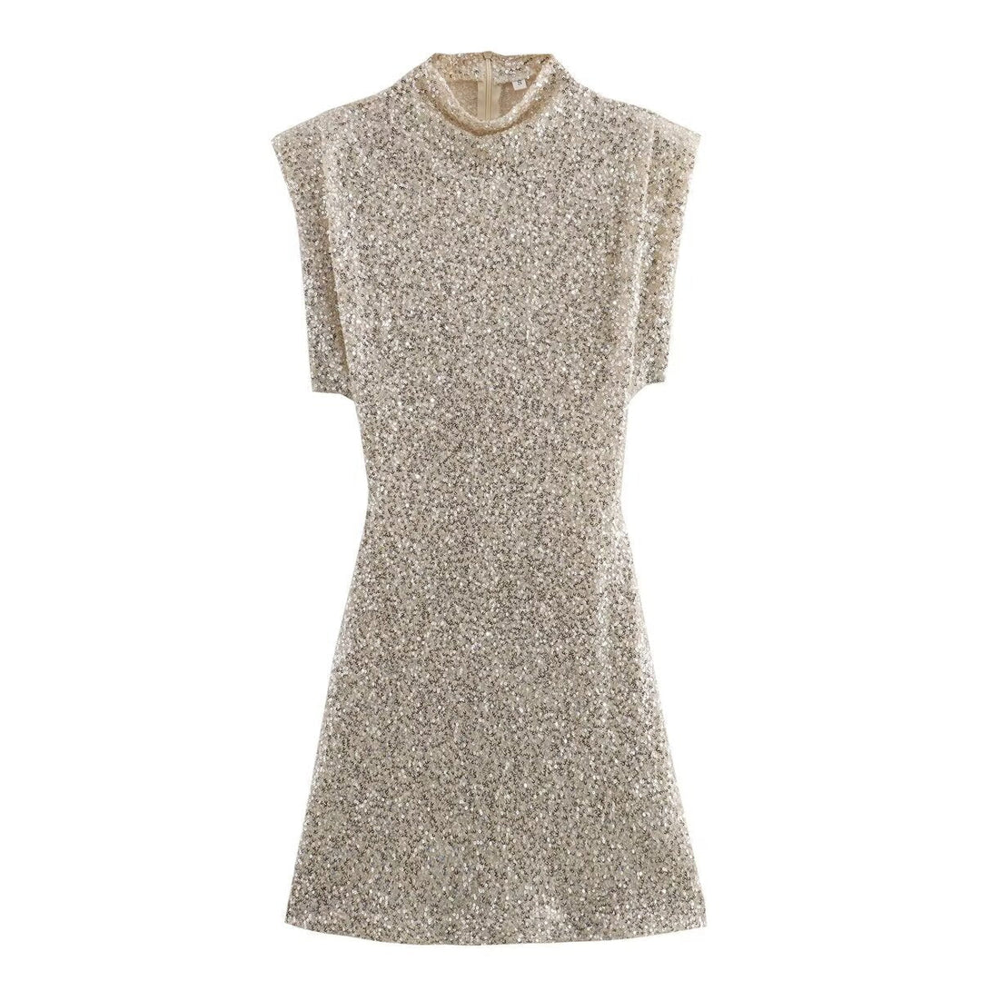 Women's Glamour Dress – Satin Look – Sleeveless – Elegant Cut – For Evening Occasions