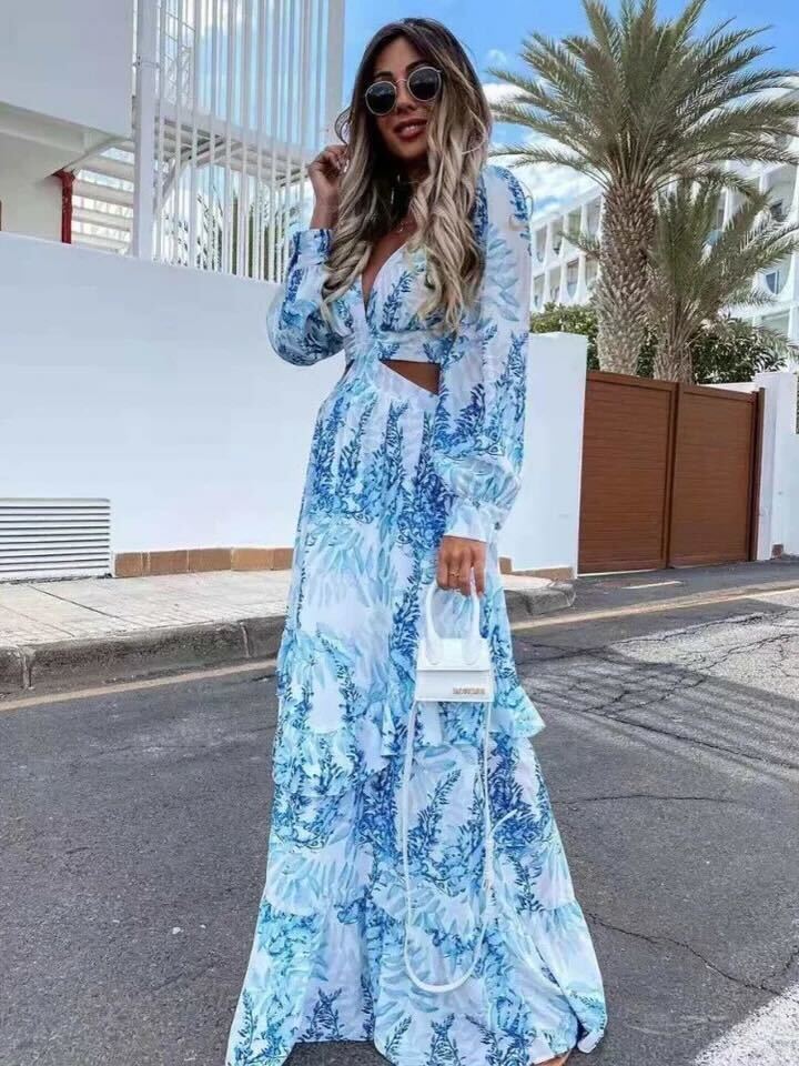Women's Maxi Dress – Lightweight Fabric – Tropical Print – Sleeveless – Summer Style