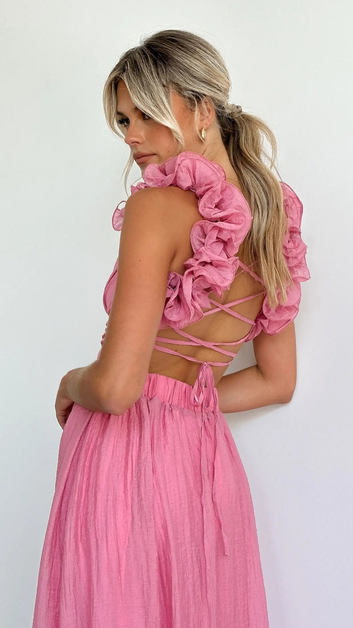 Elegant dress with deep V-neckline and flattering silhouette for women