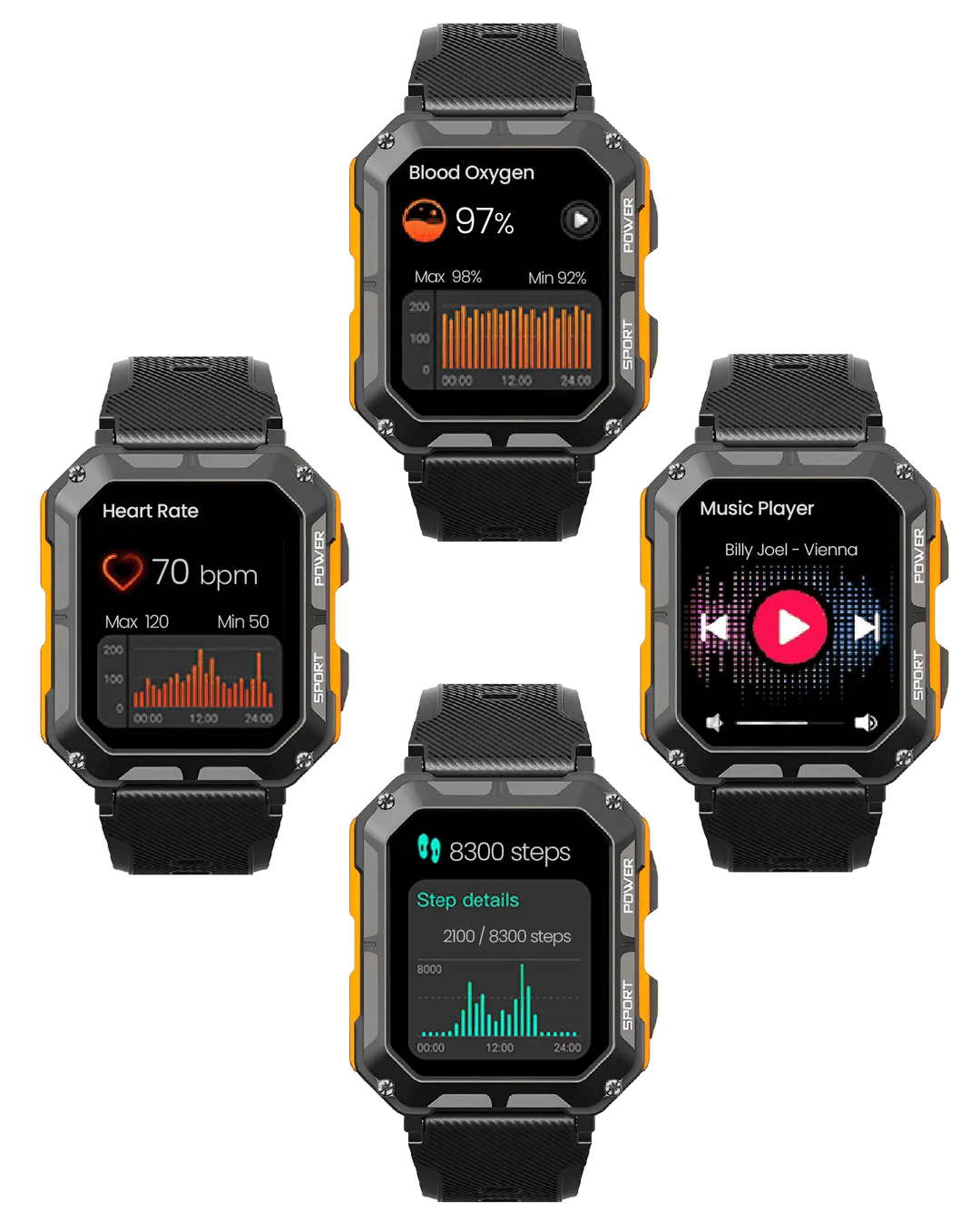 Robuste Smartwatch EnduranceX mit Herzfrequenzmesser und Schrittzähler für Abenteuerlustige 2