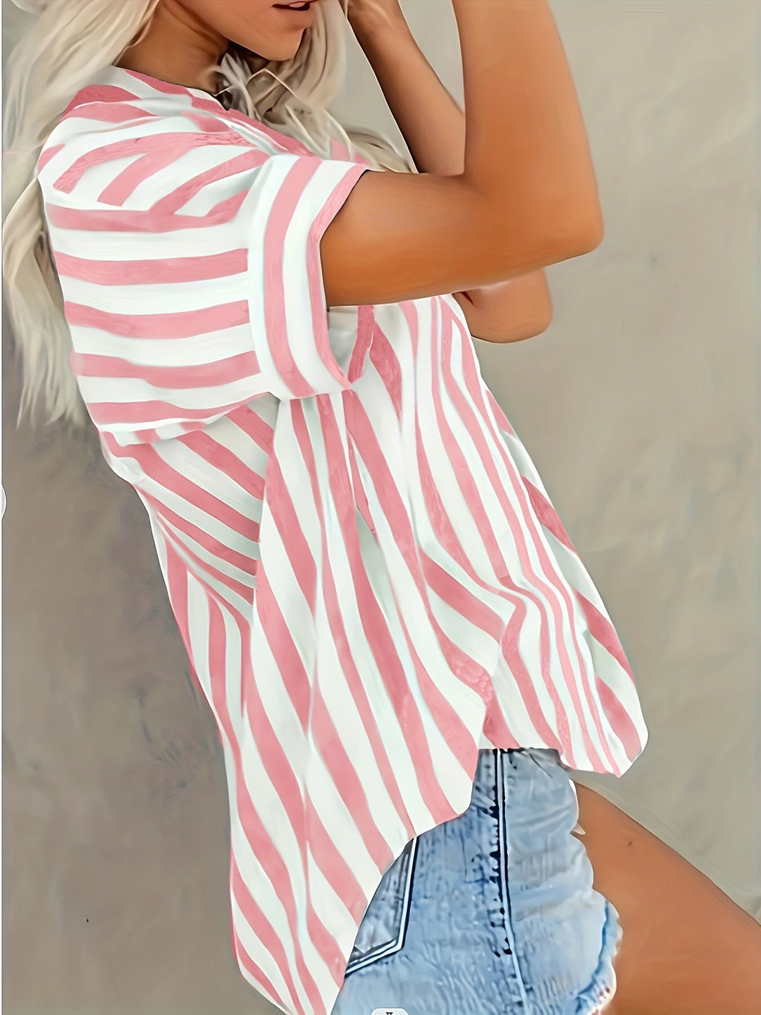 Women's Blouse – Cotton Blend – Striped & Loose Fit