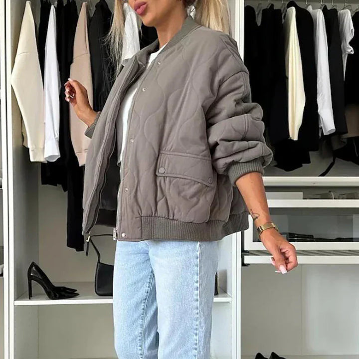 Women's bomber jacket with teddy lining