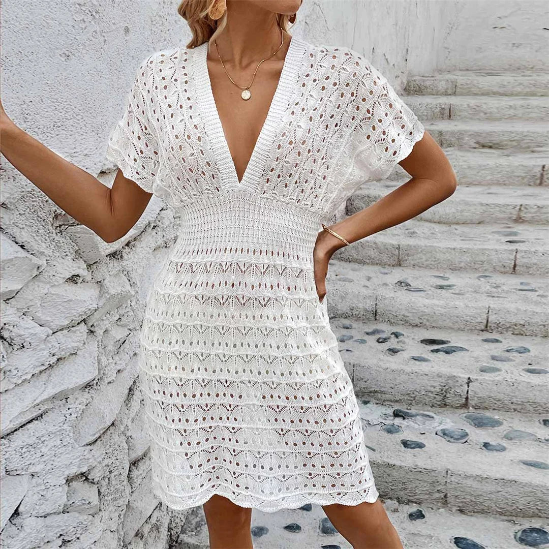 Knitted Beach Mini Dress – Airy Summer Dress for Women