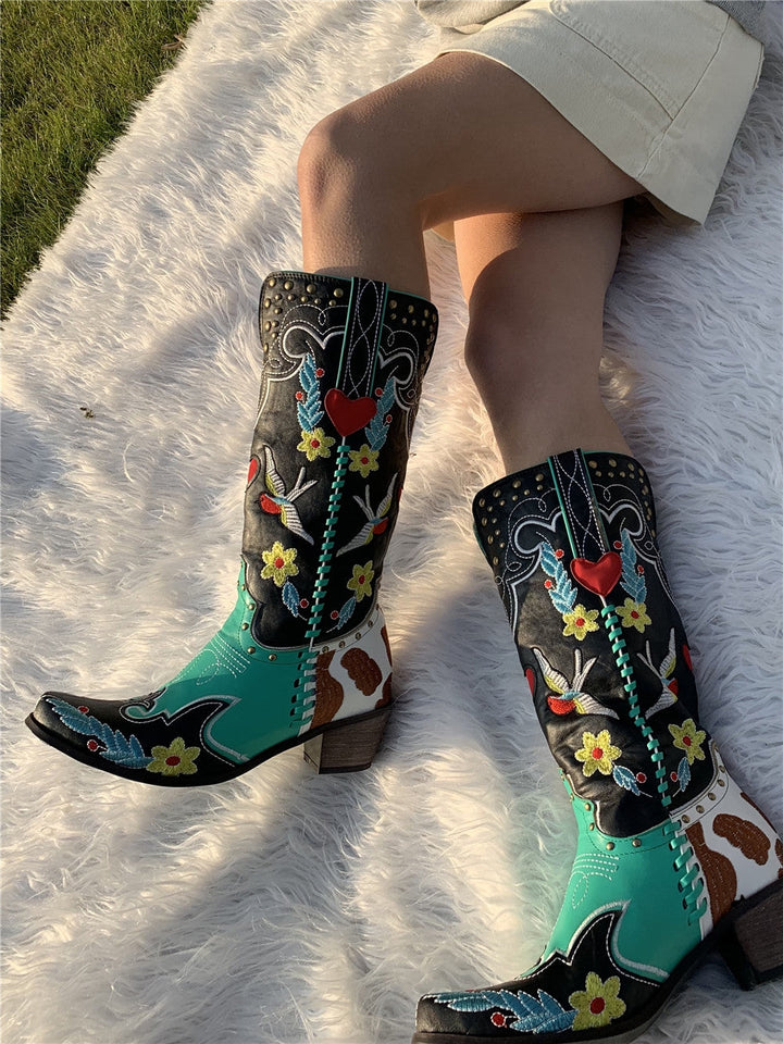 Damen Cowboy Boots Schwarz – Western-Stil mit Blockabsatz