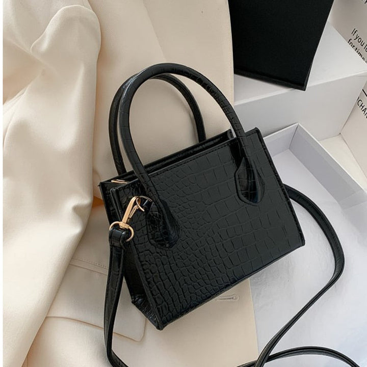 Sac à main de luxe pour femmes – aspect cuir de crocodile – sac à épaule