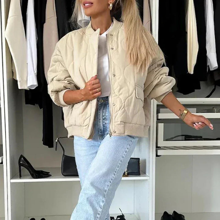 Women's bomber jacket with teddy lining