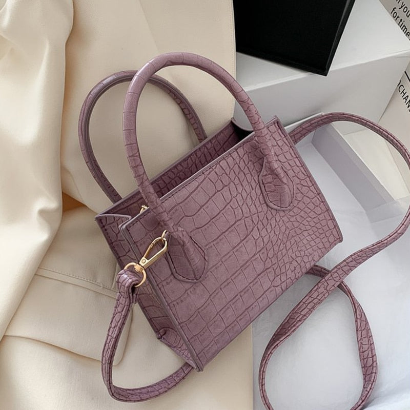 Sac à main de luxe pour femmes – aspect cuir de crocodile – sac à épaule