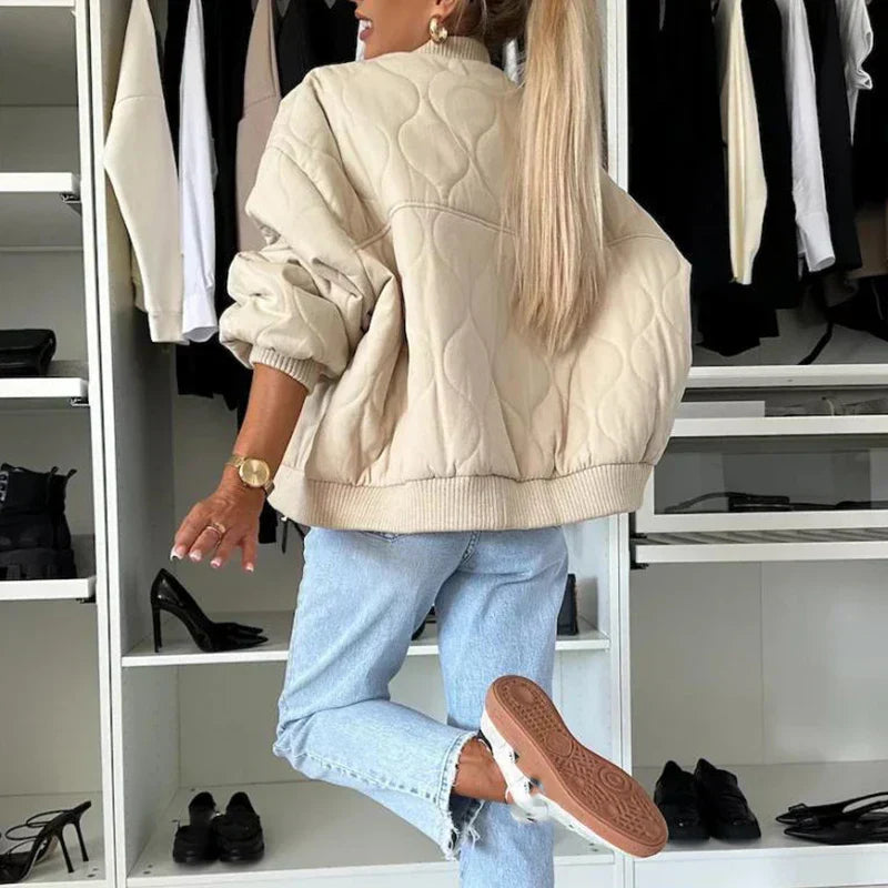 Women's bomber jacket with teddy lining